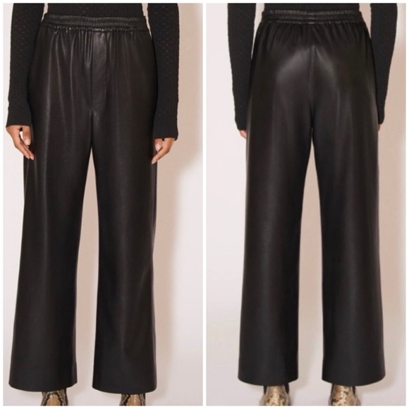 Nanushka Pants - Nanushka Odessa Vegan Leather Wide Leg Pants L